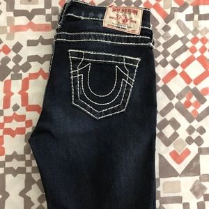 True Religion Super skinny Big T frayed jeans